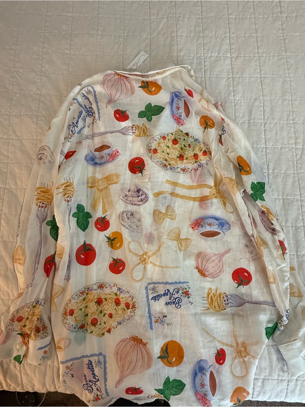 NWT! Lisa Says Gah Tessa Button Down in Buon Appetito Pasta Print Italian Summer - Picture 3 of 4